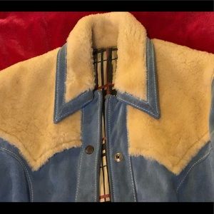 Vintage blue suede leather jacket